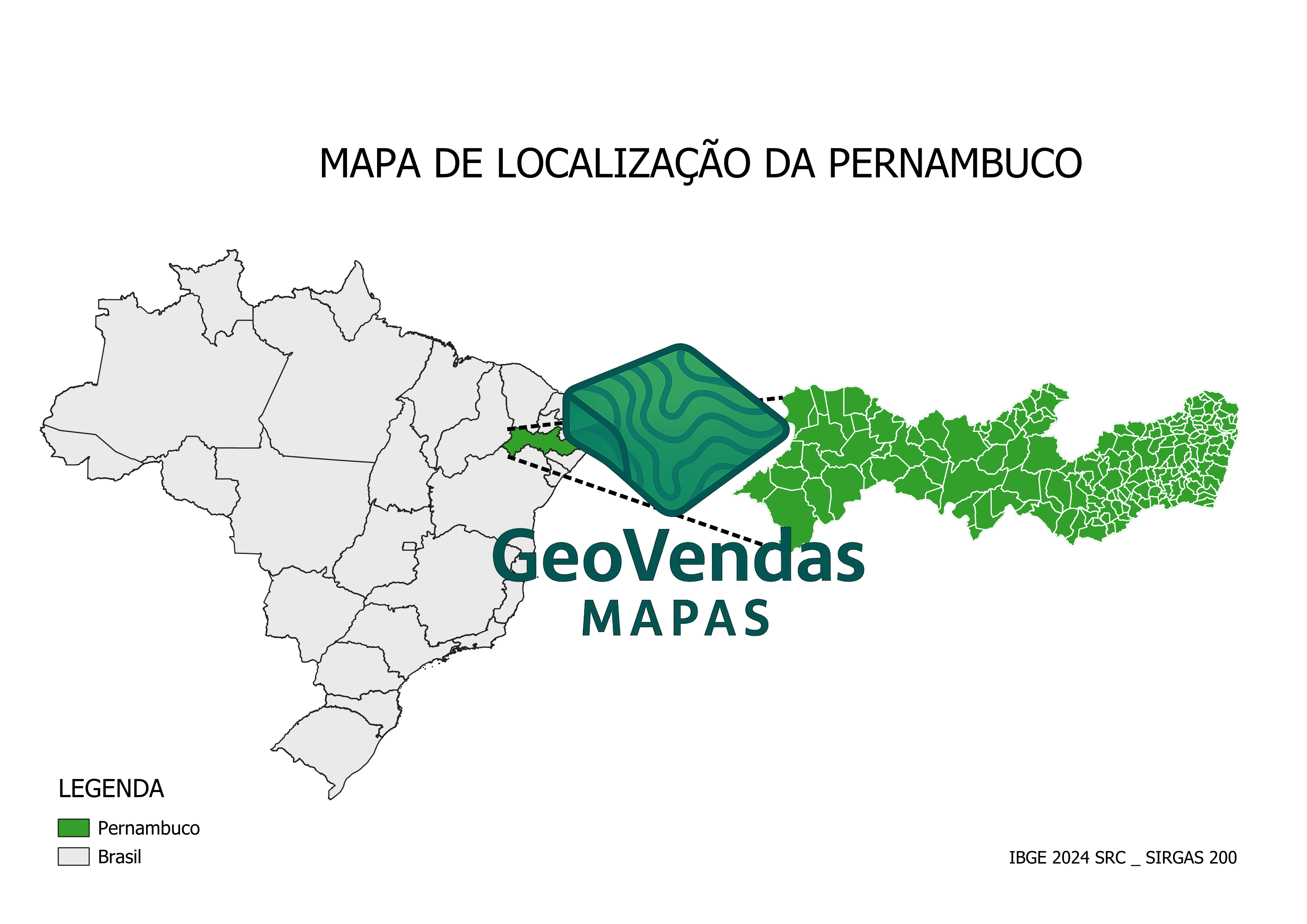 Mapa de localização de Pernambuco